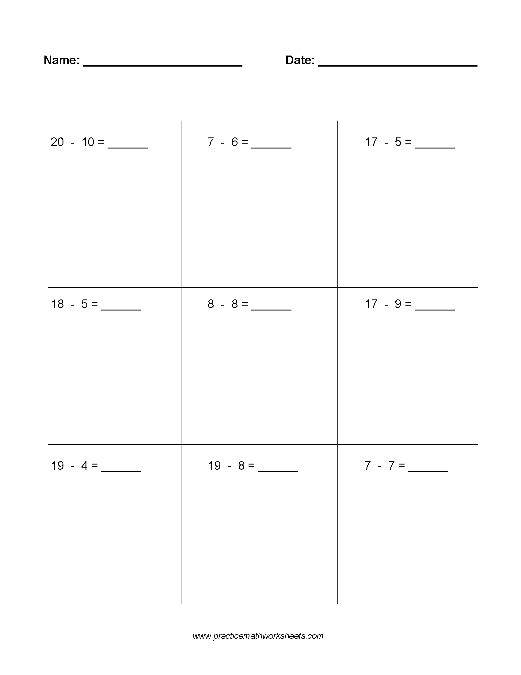 Subtraction Worksheet