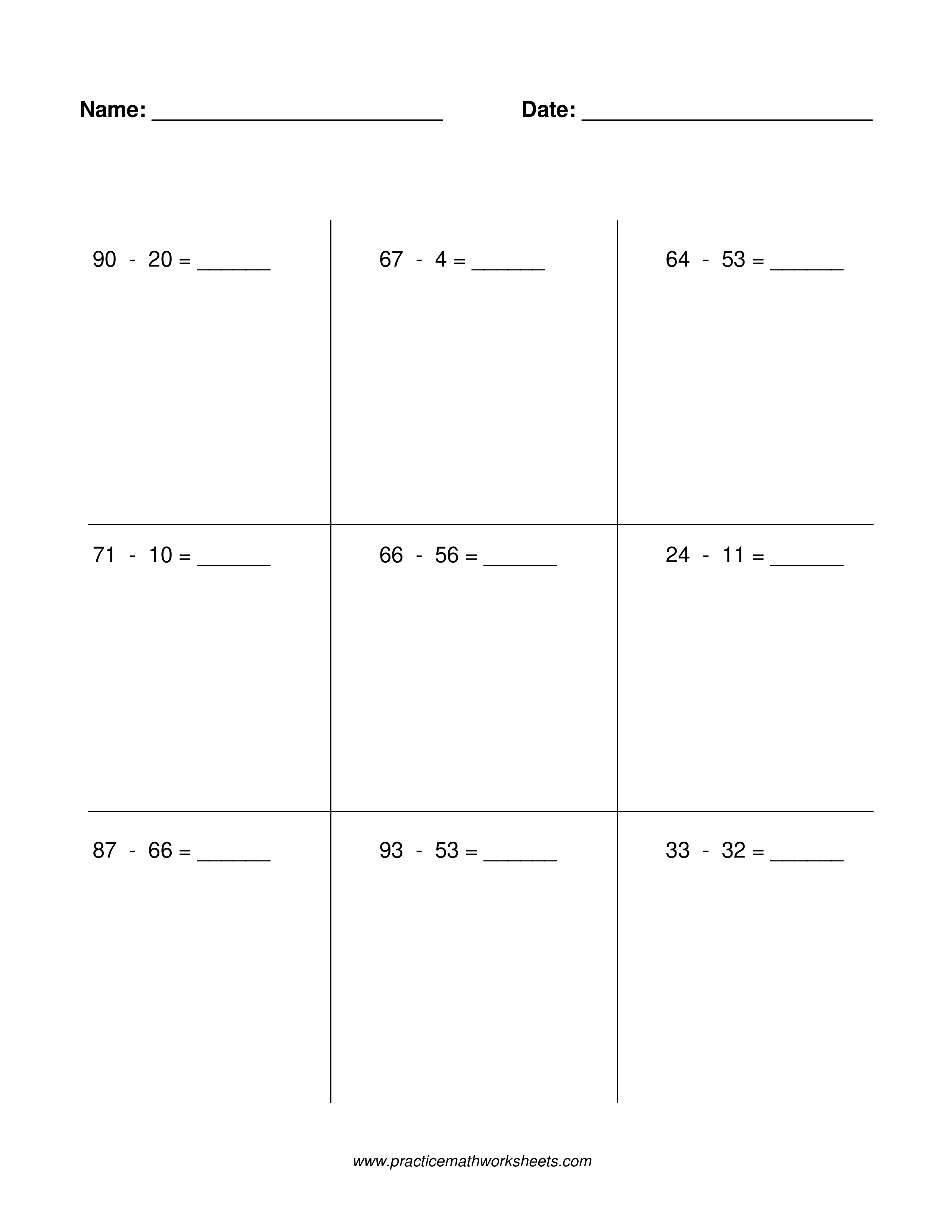 Subtraction worksheet