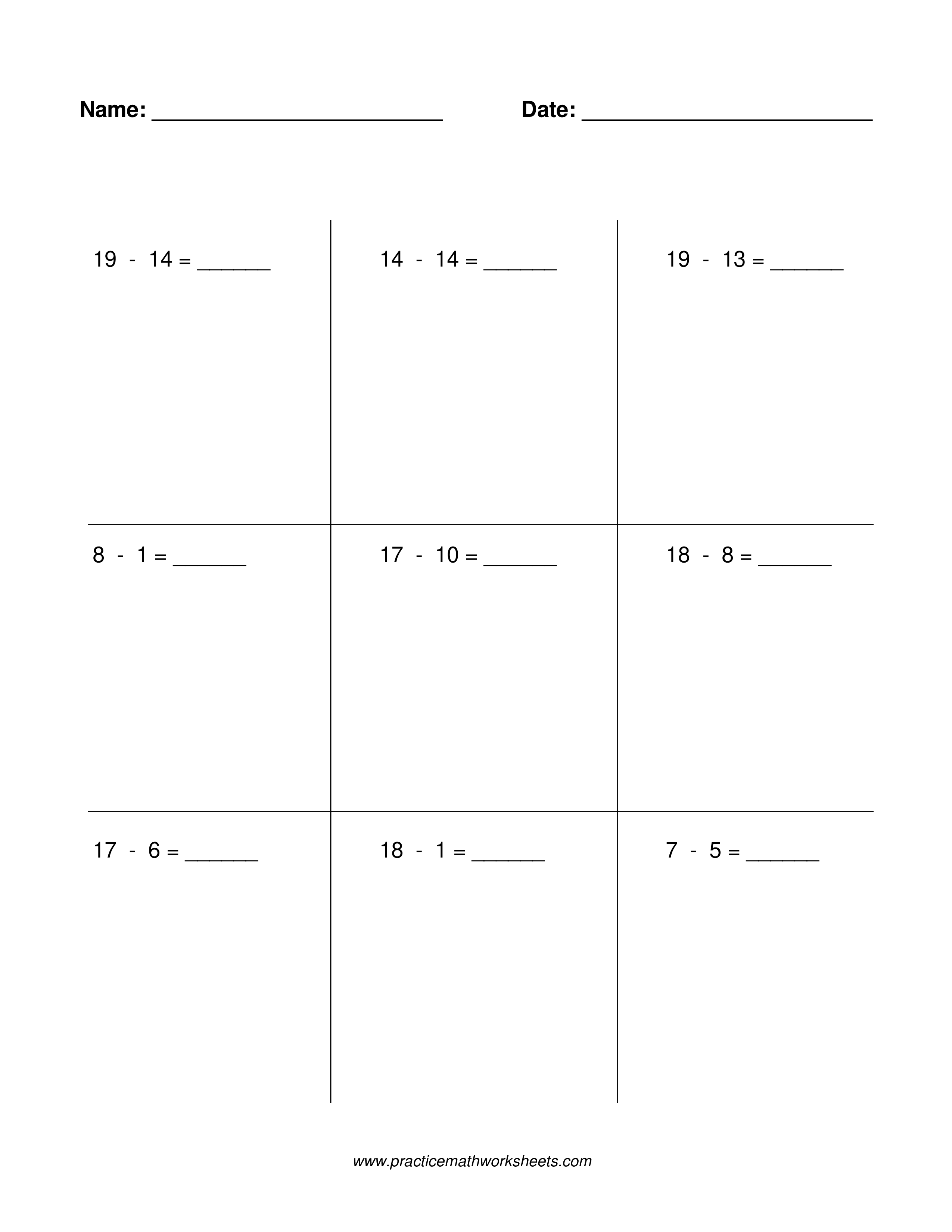 Subtraction worksheet