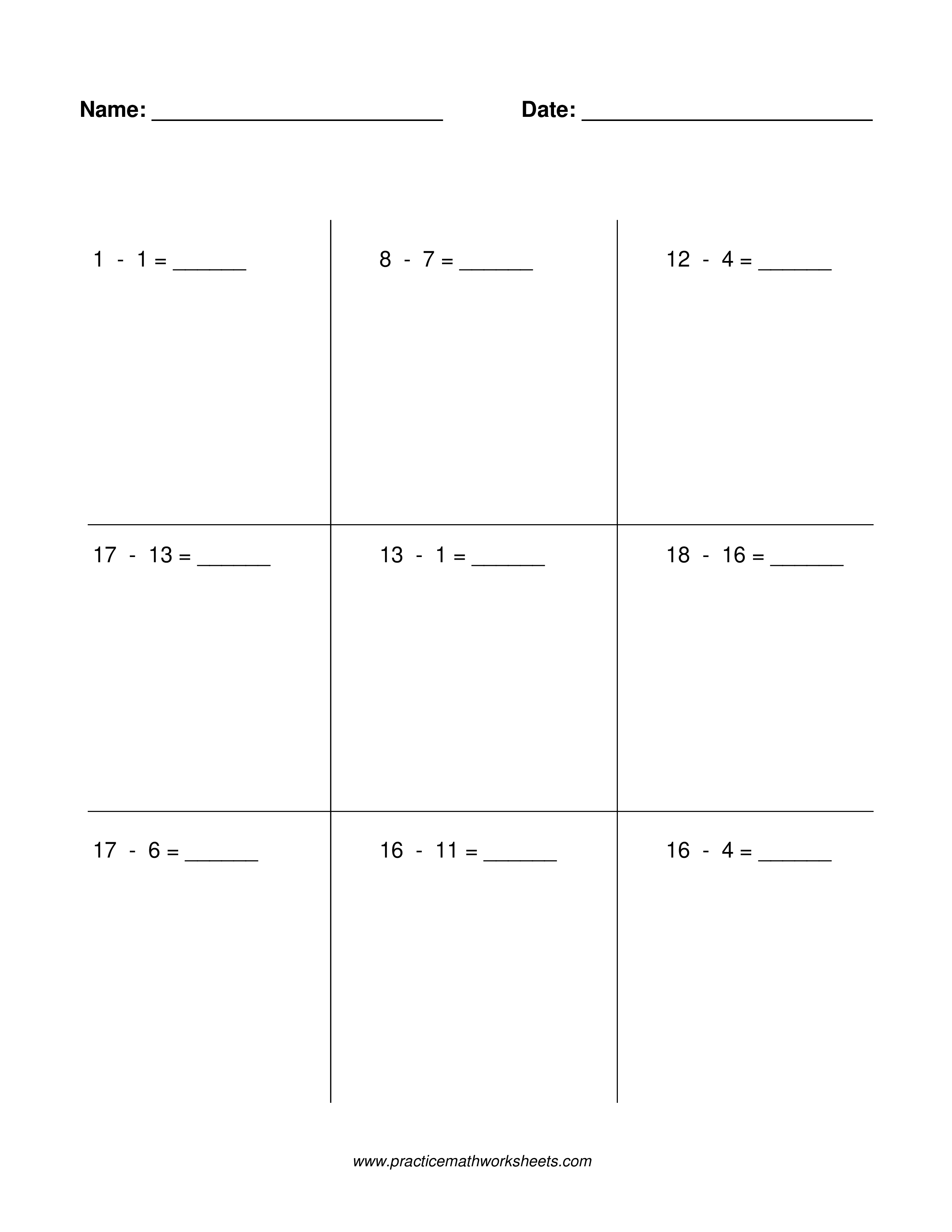 Subtraction worksheet